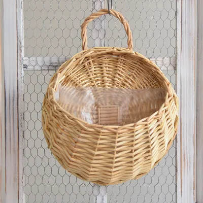 

Hand Made Rattan Vase Basket Wicker Nest Flower Pot Eco-Friendly Wall Hanging Vase Container Storage Basket Home Decoration