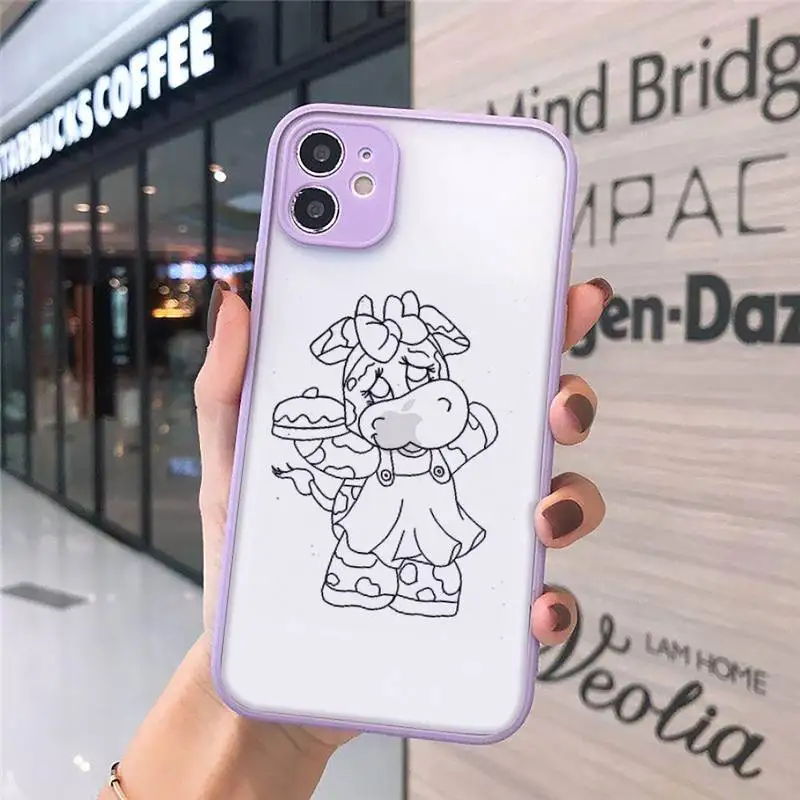 

Cow pig animal simple Phone Case matte transparent For iphone 7 8 11 12 plus mini x xs xr pro max cover