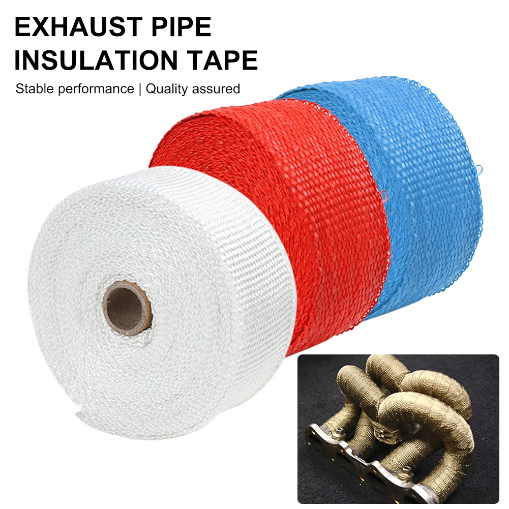 

5cm*5m Fiber Glass Exhaust Heat Wrap Manifold Header Pipe Thermal Insulation Tape for Motocycle ATV with 4 Stainless Steel Ties