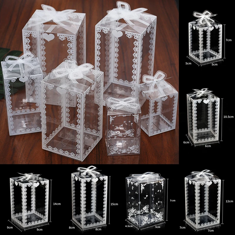 

10Pcs Transparent Packaging Pvc Box Valentine Rose Bear Flower Gift Boxes Diy Wedding Event Christmas Cake Chocolate Fowler Gift