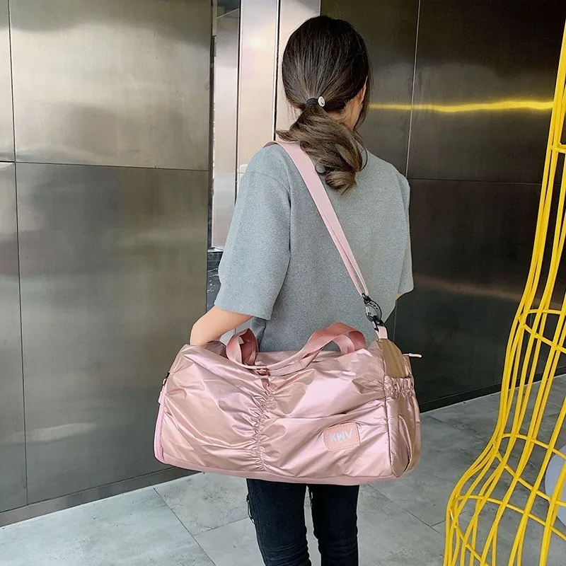 Ручная сумка для йоги Nieuwe Waterdichte PU Reistas Roze Handtas voor Schoenen Droog Nat Duffle Tassen Schoudertas Vrouwen
