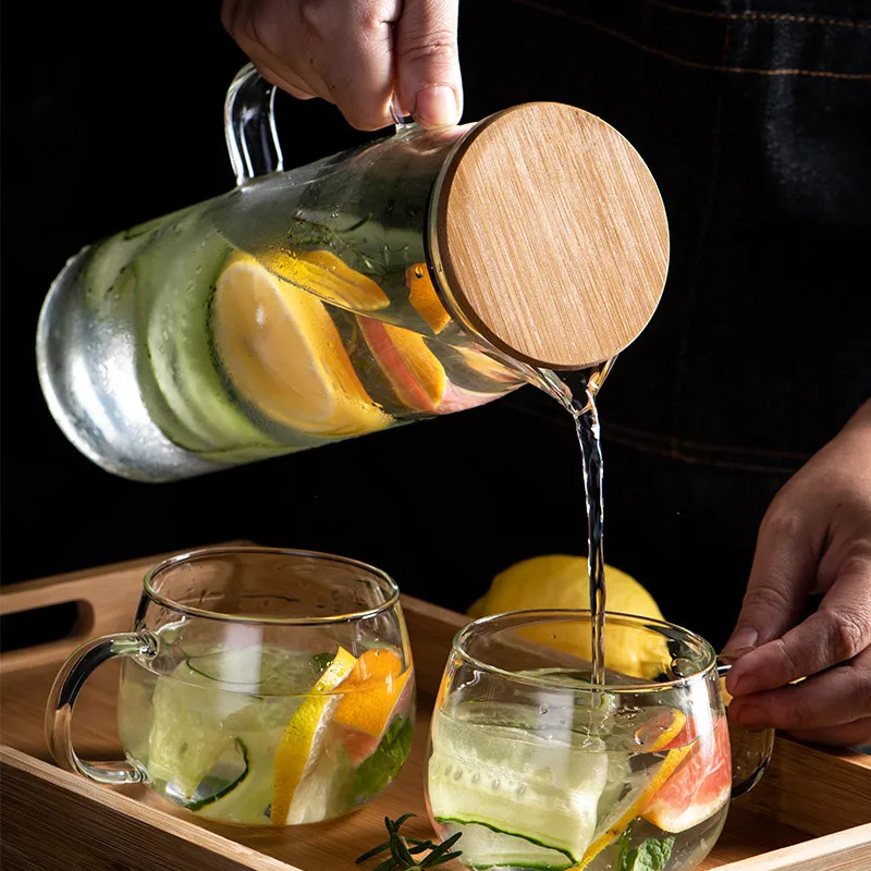 Прозрачная термостойкая бутылка для воды стеклянный чайник с крышкой и ручкой