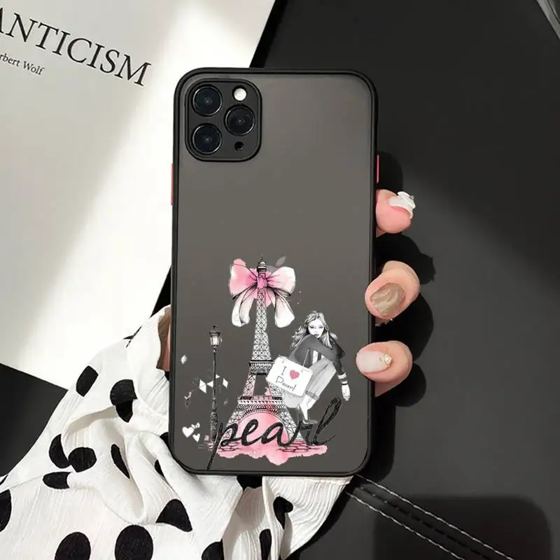 

Paris fashion girl art pattern luxury design Phone Case matte transparent For iphone 7 8 11 12 plus mini x xs xr pro max cover