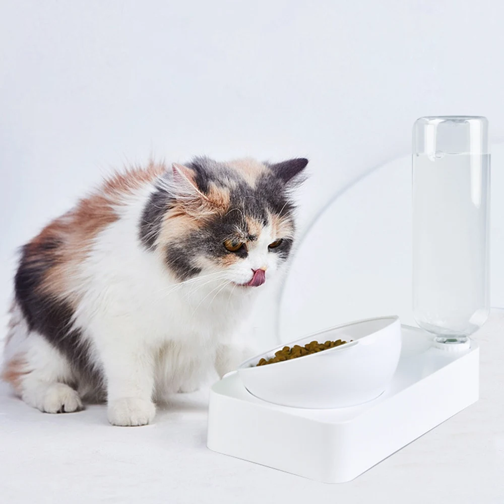 Миска для еды собак и кошек с бутылкой воды щенков котят автоматический дозатор