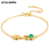 attagems 18k yellow gold moissanite diamond emerald gemstone bangle charm wedding gourd bracelet extension chain fine jewelry