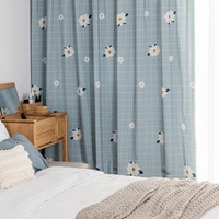 modern and simple polyester cotton small daisy printed curtain finished custom shading curtains for living dining room bedroom