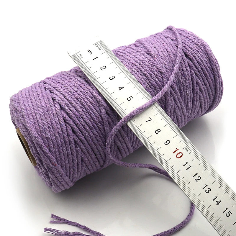 Шнур из 100% хлопка цветной шнур 3 мм бежевый витой ручная работа макраме для