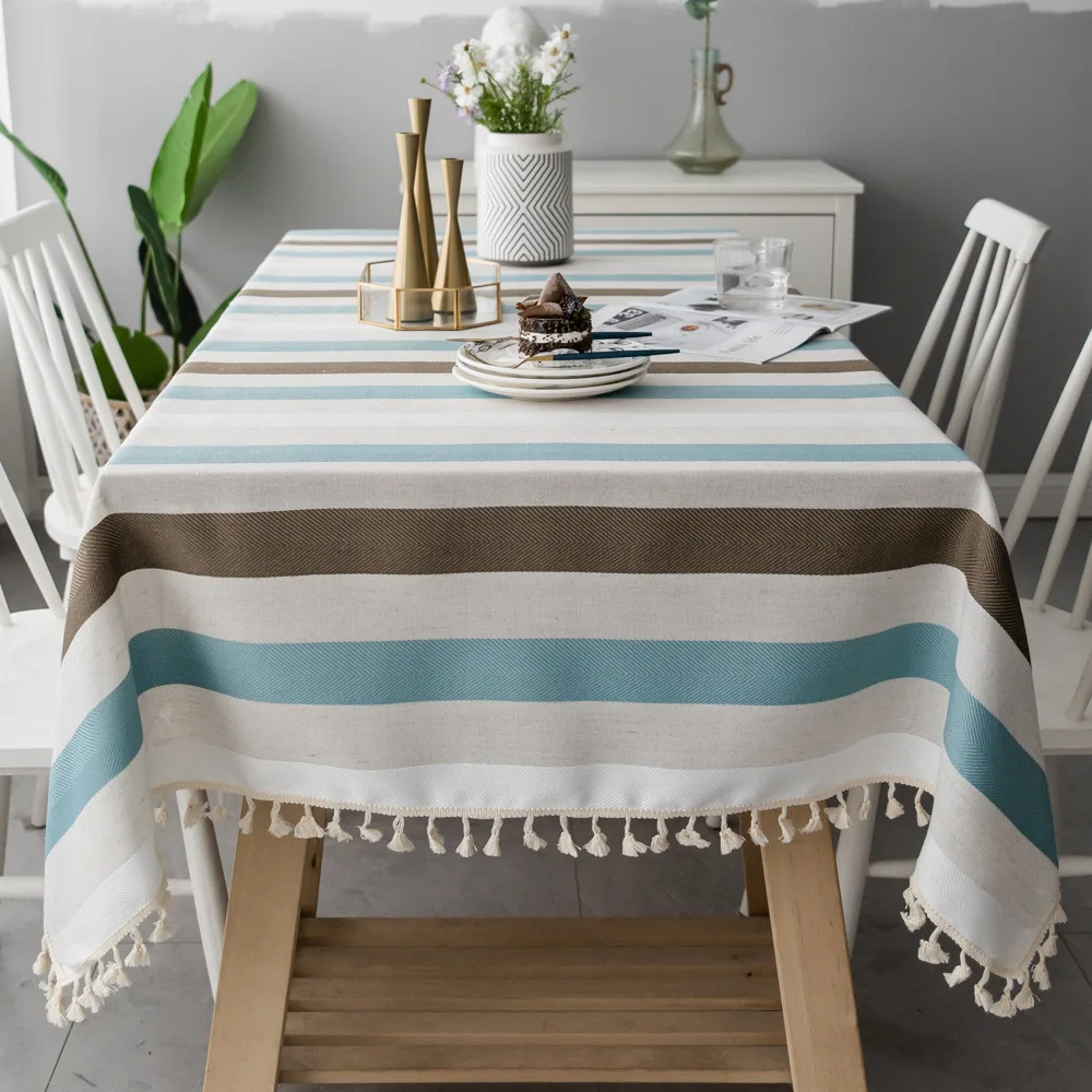 Скатерть для кухонного обеденного стола прямоугольная из хлопка с кружевной