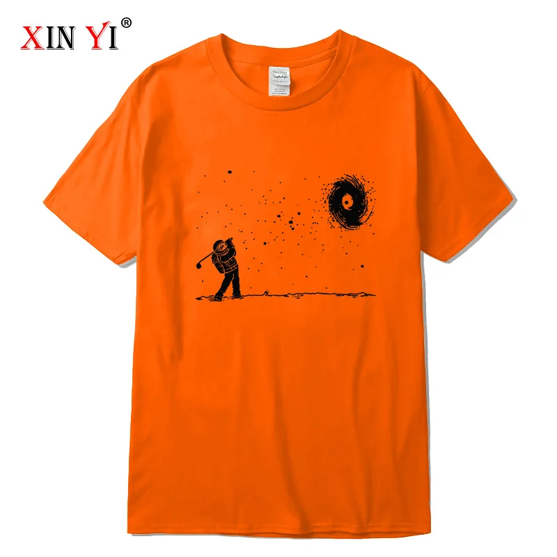 XIN YI Men's High Quality 100% cotton Funny astronaut print t shirt loose o-neck men tshirt short sleeve t-shirt male tee tops | Мужская