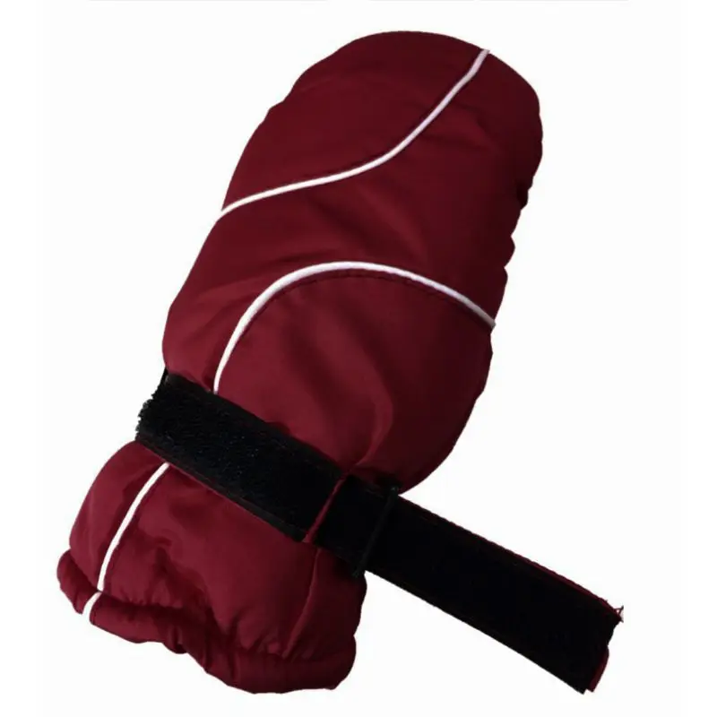 Детские зимние лыжные перчатки водонепроницаемые ветрозащитные одноцветное