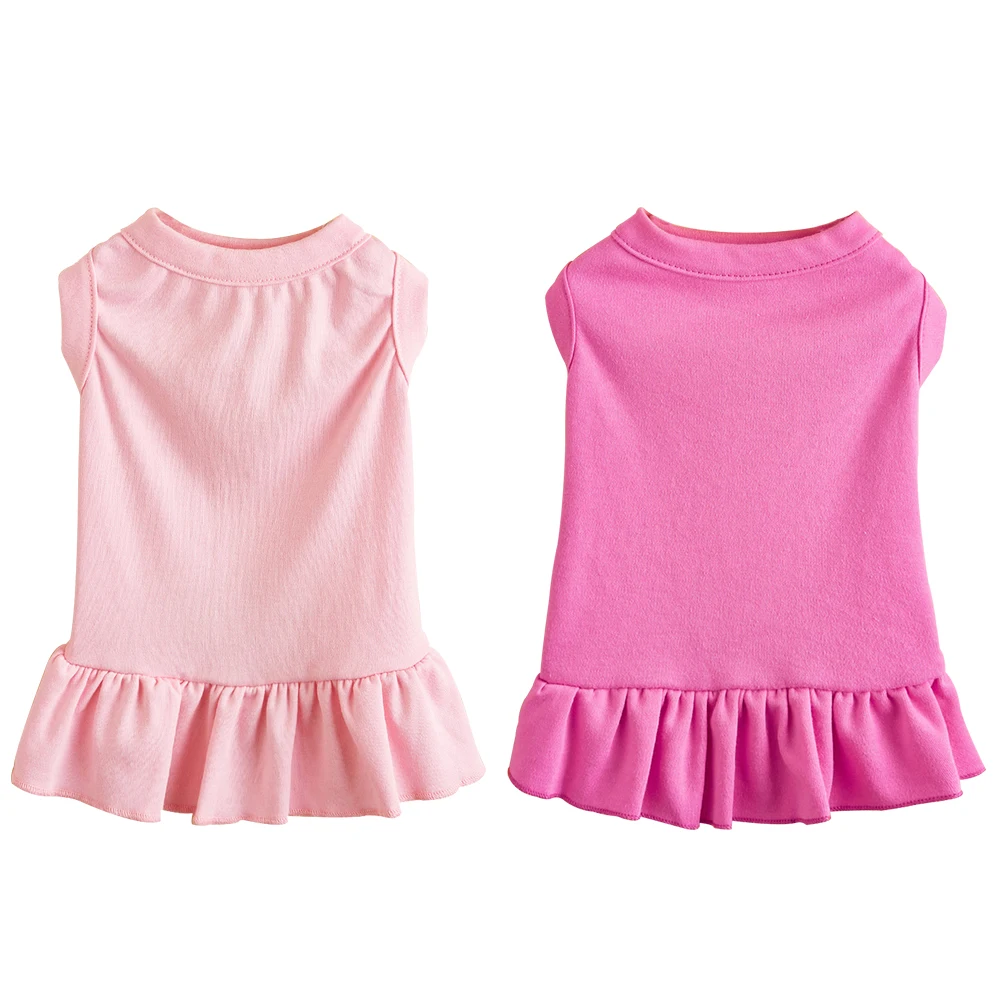 

Summer Pet Dog Shirt Skirt Pet Breathable Sleeveless Dresses Puppy Plain Ruffle Outfits Skirts Costume Pet Vest Shirt Pink Rosy