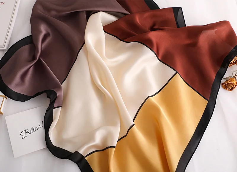 2020 New women's silk scarf fashion Color Block printed bandana lady square scarves soft bags SCARF shawl |