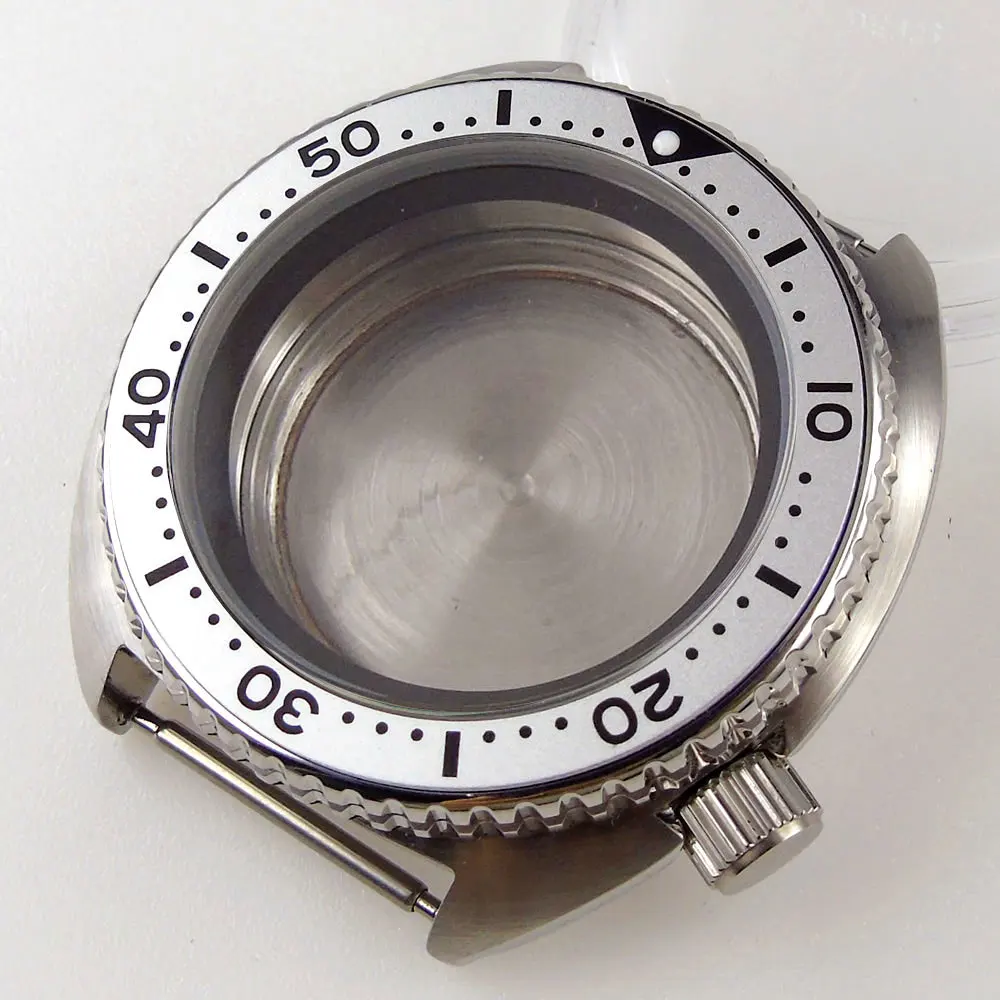 БЛИГЕР 45 мм Корпус автоматических часов подходит для движения NH35A NH36A серого вставки сапфировый кристалл щеткой завинчивающейся коронки.