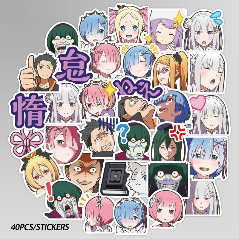 Для выведения токсинов 40 шт Аниме RE:ZERO Стикеры 3 4 см является допустимой милые Emilia