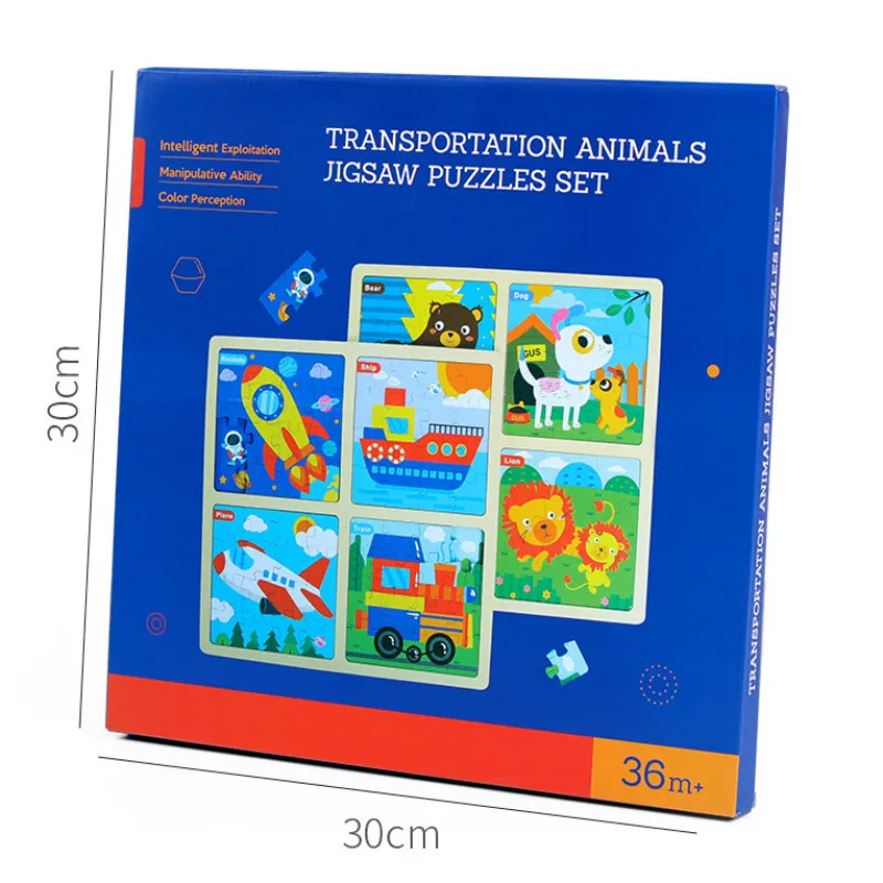 

Cartoon Animal Wooden Board Puzzle Custom Traffic Fruit Educational Toy Early Education Children Laser Engraving Wooden Puzzle
