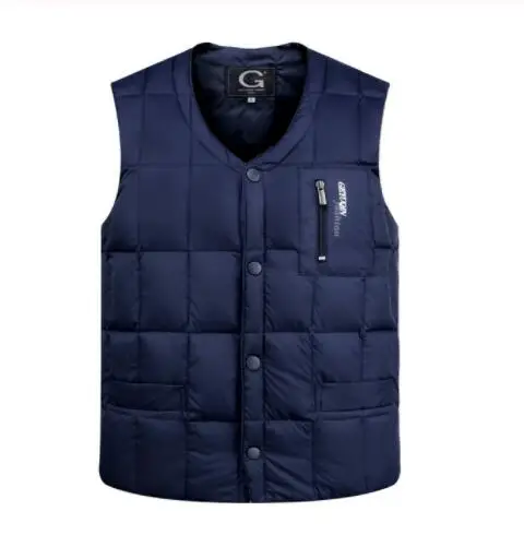 vest -navy blue Ветровка на утином пуху, размеры s, m, XLStand, парка с воротником, переносная пуховая куртка, Мужская Ультра легкая пуховая куртка, мужское зимнее пальто# yrf567890kg - Цвет: vest -navy blue