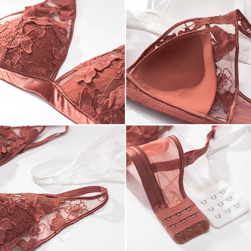 Женский комплект Бесшовного нижнего белья оранжевые/серые сетчатые хлопковые