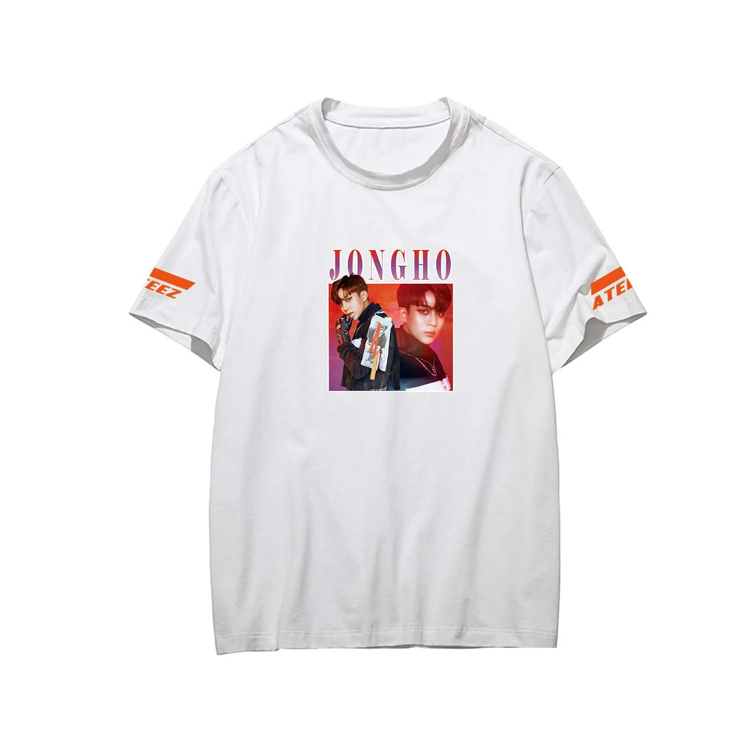 ATEEZ футболка Для женщин футболка Femme одежда товар стиль 4xl одежда короткий рукав Для женщин тройник - Цвет: White jongho