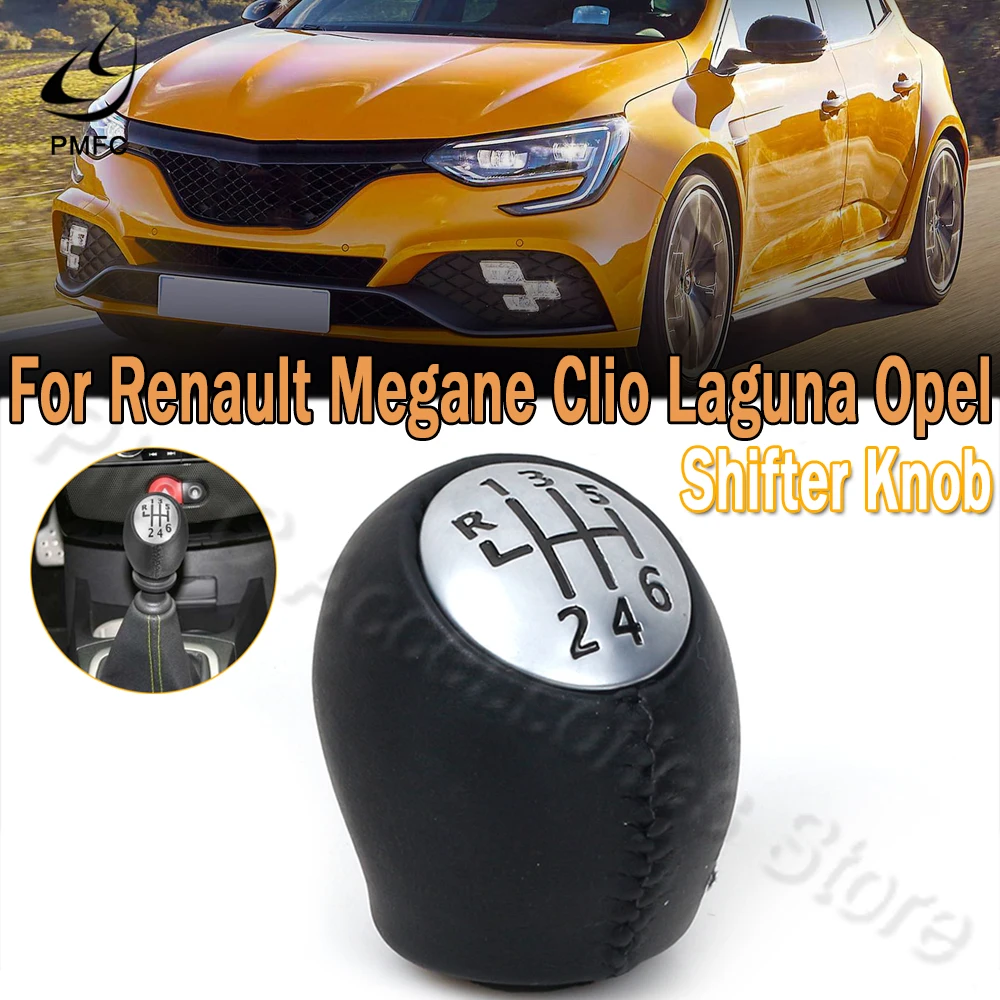 

1 Pcs Gear Shift Shifter Knob 6 Speed PU Leather Lever Stick for Renault Megane Clio Laguna Scenic For Vauxhall Opel For Car