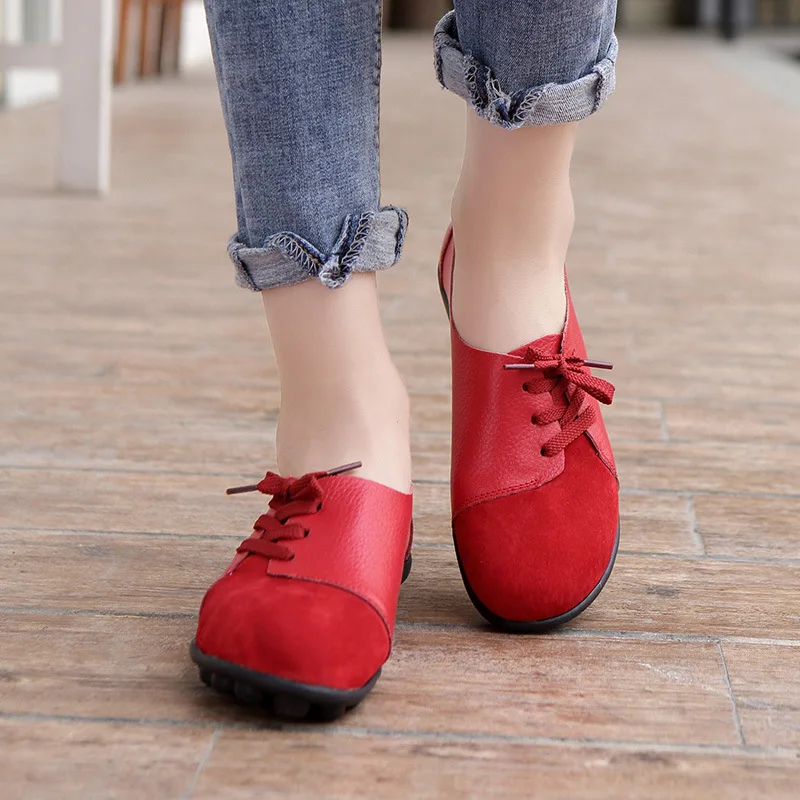 

Women Oxfords Spring/Autumn Flat Shoes Size 35-44 for Women Patent Leather Casual Flats Lady Lace-Up Solid Chaussure Femme 2021