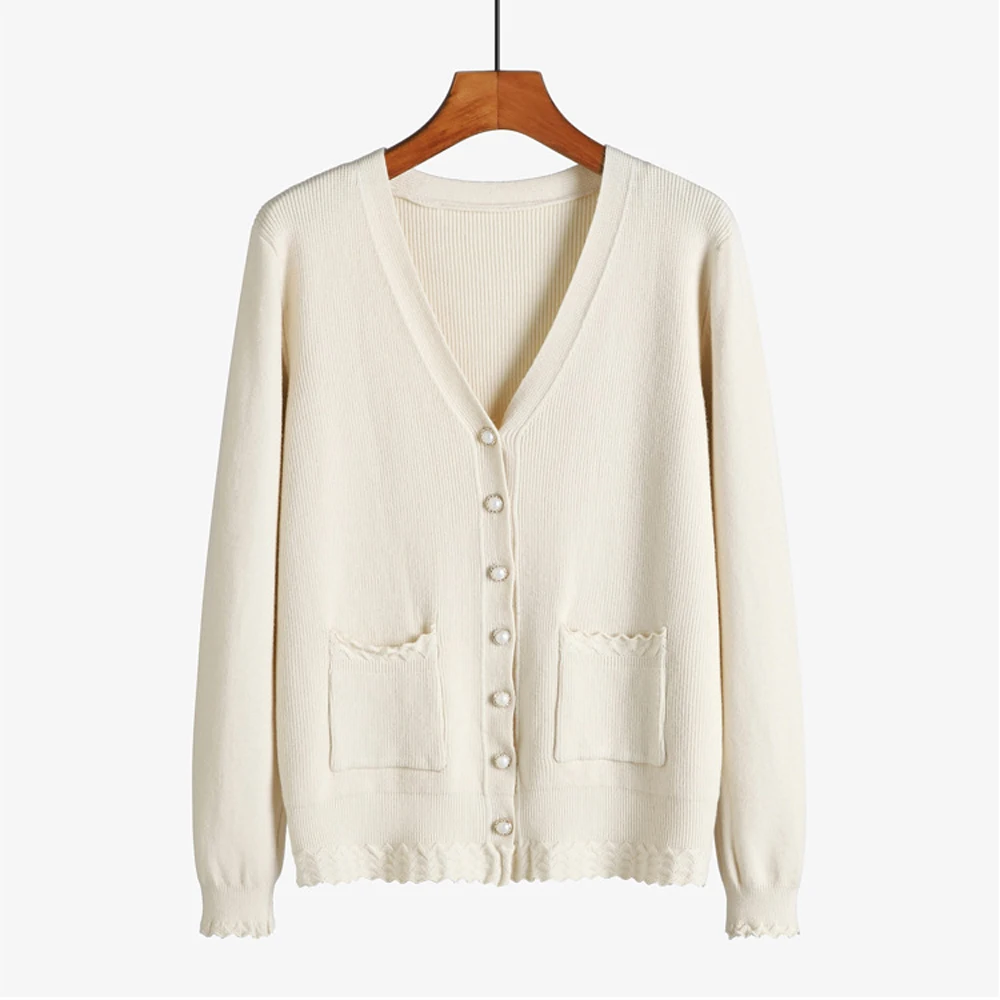 Женский свитер на пуговицах с V-образным вырезом повседневный женский Кардиган