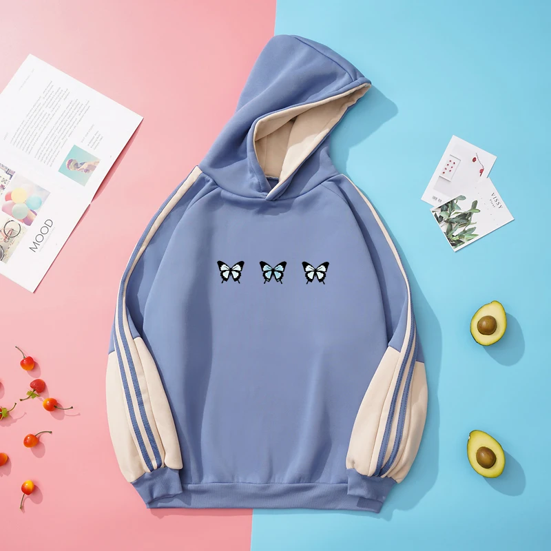 

Bangtan Boy Oversized Hoodie Casual Korean Kpop Women's Sweatshirt Fleece Butterfly Print Tracksuits Fans Men's Clothing Hoodies