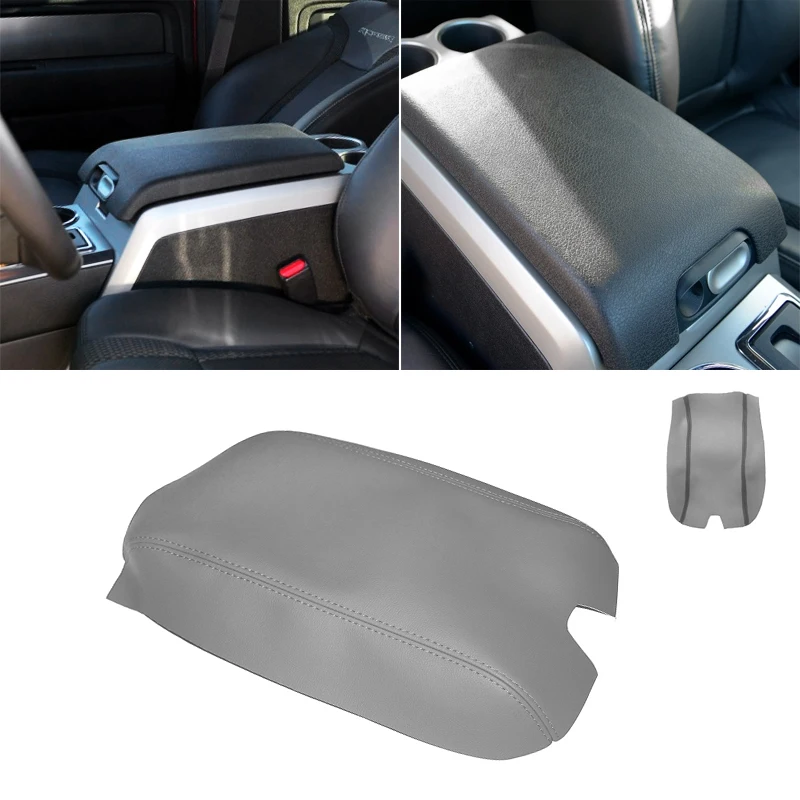 

Gray Color For Ford F150 2009 2010 2011 2012 2013 2014 Microfiber Leather Car Armrest Center Console Box Lid Pad Cover Trim
