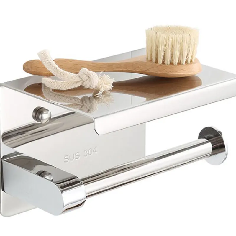 

Bathroom Toilet Towel Paper Holder Phone Holder Wall Mount WC Paper Holder With Shelf Towel Rack Tissue Boxes