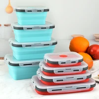 34 pcs set silicone student lunch box rectangular foldable disposable reusable compartment bento food container picnic supplies