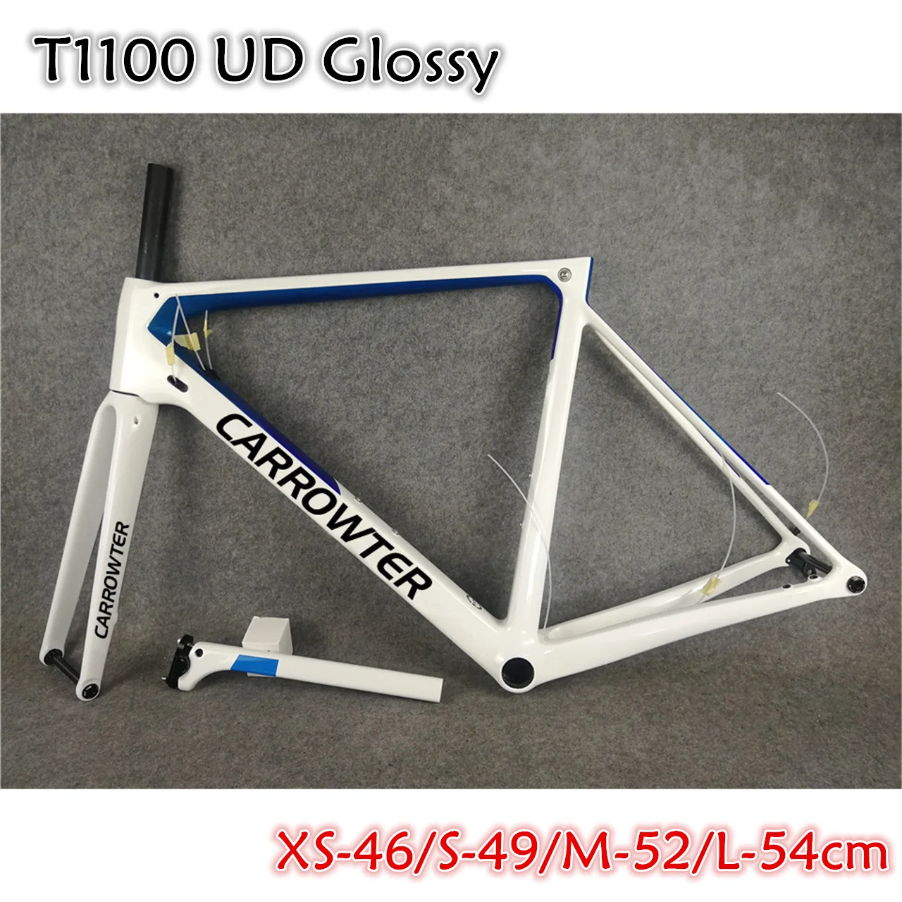 

White Blue CARROWTER V3Rs Disc carbon Road Bike Frames T1100 UD Glossy Matte Disk Brakes Bicycle Frameset with 46 49 52 54cm