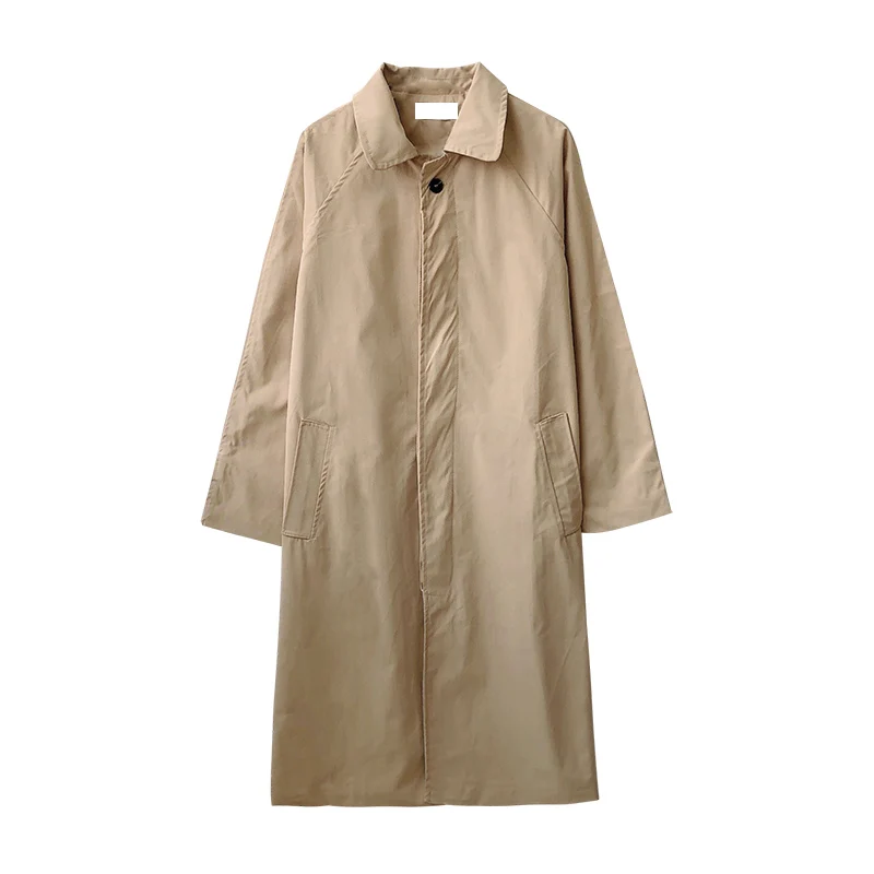 

Long Loose Women Trench Coats Autumn Solid Straight Knee-Length Casual All Match Female Outwear Tops