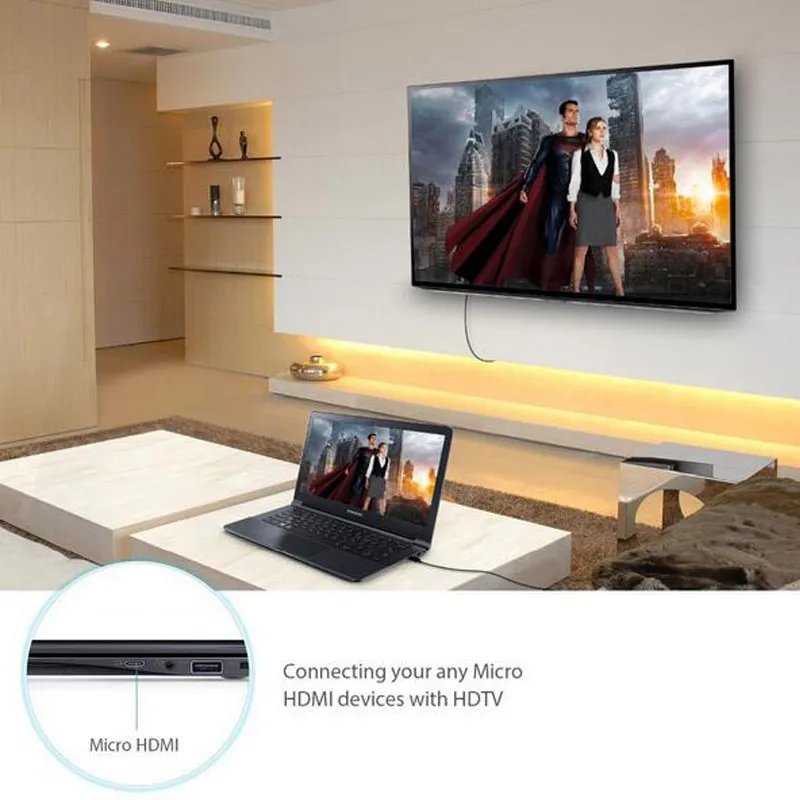 Кабель Micro HDMI 1/2/3/5 М 3D 1080P HDTV Male High Premium позолоченный адаптер для планшета Camera PC