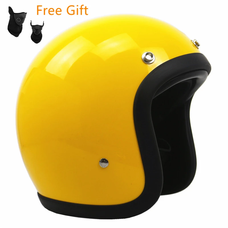 

Мотоциклетный шлем TTCO 500tx, половина лица, винтажный Ретро-шлем из стекловолокна, глянцевый желтый для мужчин и женщин