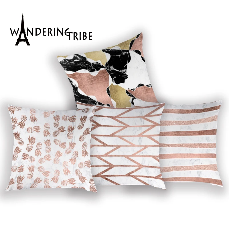 

Pink Pillows Cases Bohemia Marble Geometric Cushion Cover Pineapple Pink Black Soft Simple Sofa Home Decoration Pillows Covers