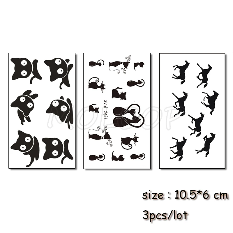 3 шт. водостойкие черные тату наклейки на тело|Временные тату| |