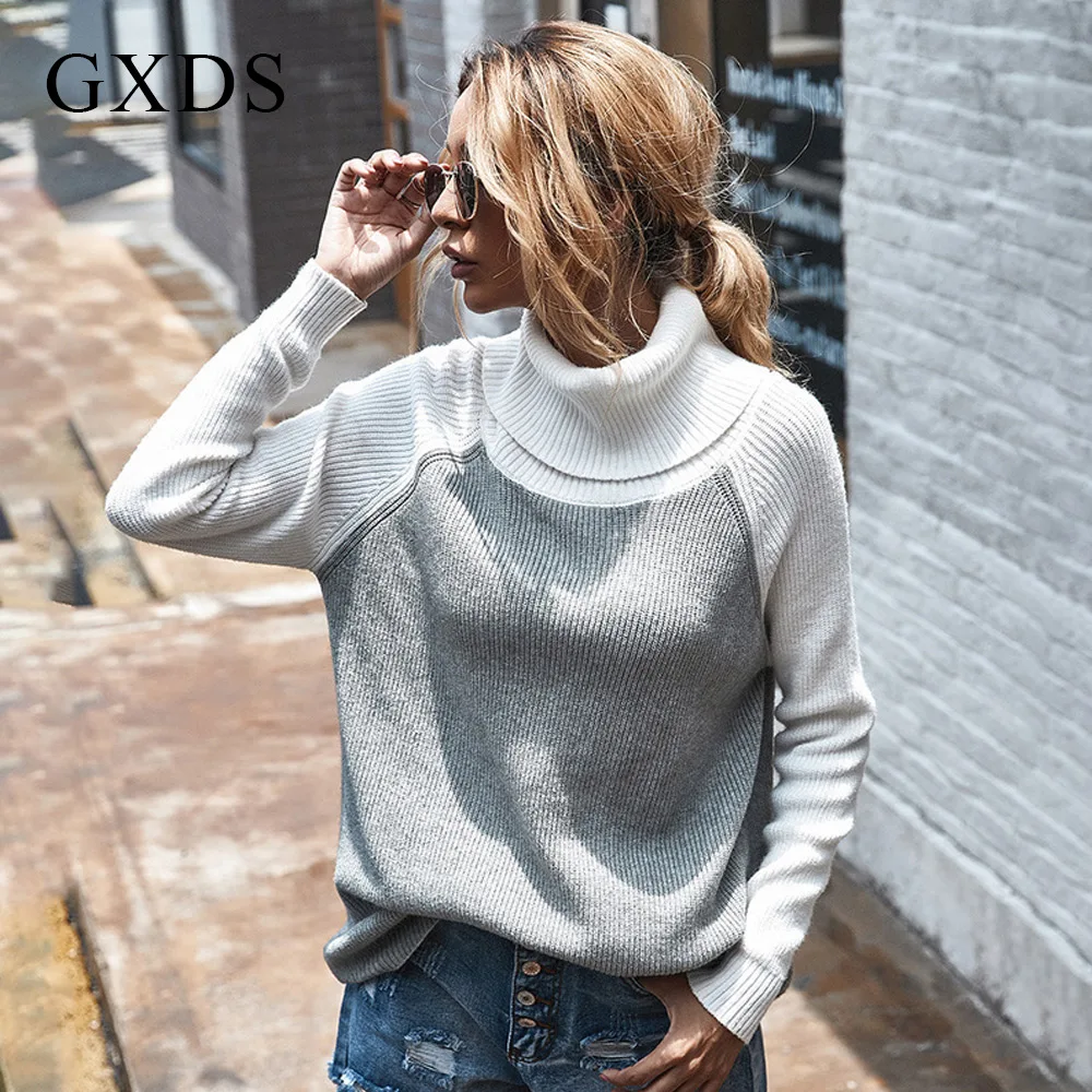 GXDS осенне-зимний плотный свитер Женский вязаный пуловер с длинным рукавом и