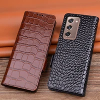 luxury genuine leather wallet cover business phone case for samsung galaxy z fold 2 cover credit card money slot case holster