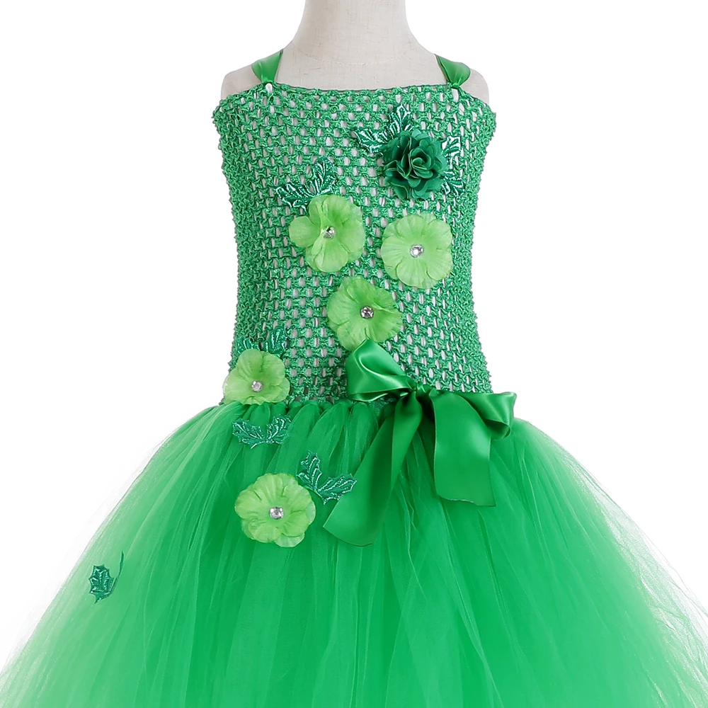 Платье-пачка с крыльями и зелеными цветами для девочек 1 комплект | Детская одежда