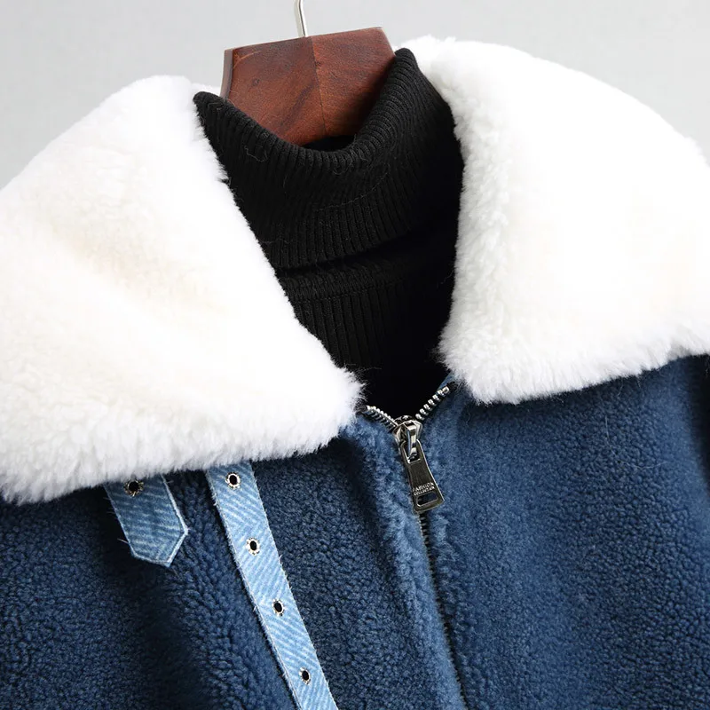 Женская Шуба из овечьей шерсти повседневная короткая зимняя куртка верхняя