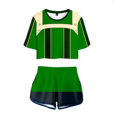 Anime My Hero Academia Cosplay Two-piece Female Sexy Shorts and T-shirt Sportswear Girl Halloween Costumes for Girls Women |