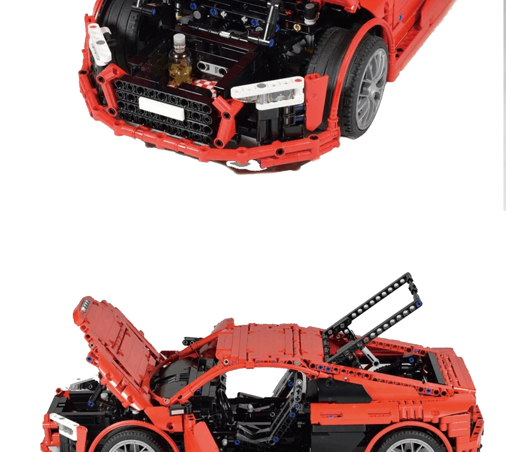 BuildMoc для MOC Lamborghini Audi R8 V10 Ferrarii 458 Строительные блоки Набор игрушек DIY развивающий подарок для детей на день рождения