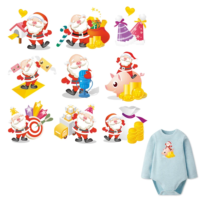 Пластыри Happy Santa Claus виниловые наклейки с теплопередачей сделай сам украшение для