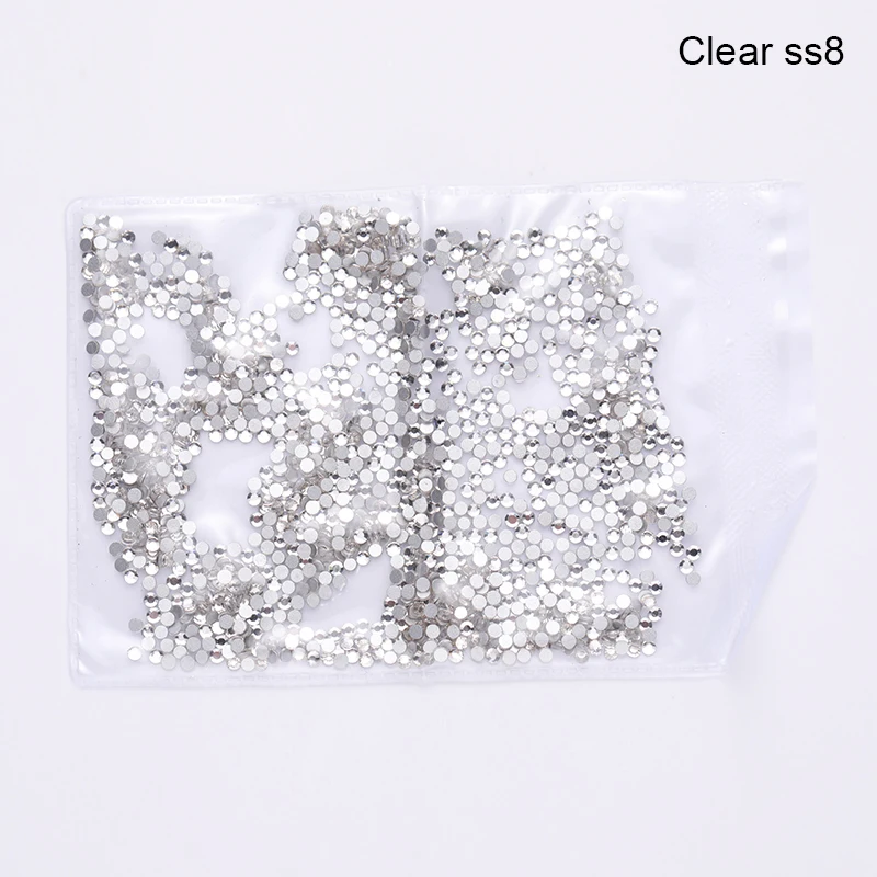Clear ss8 1440 шт. Стразы с плоской задней поверхностью и AB для украшения ногтей, обуви и танцевального платья - Цвет: Clear ss8
