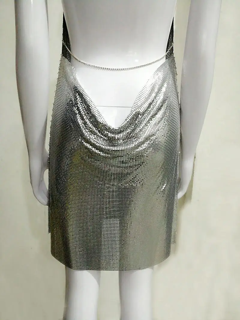 Летнее платье для ночного клуба Kendall Jenner металлическое сексуальное Вечерние с