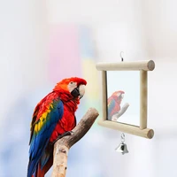 bird mirror pet parrot bell toys wooden swing double side mirror hang in cage parakeet cockatiel lovebird toys birds accessoires
