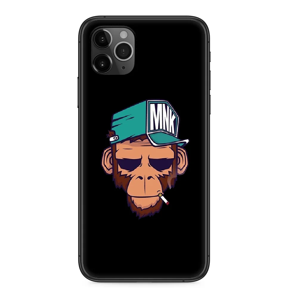 Чехол для телефона Smoking monkey orangutan iphone 4 4s 5 5S SE 5C 6 6S 7 8 plus X XS XR 11 PRO MAX 2020 black hoesjes tpu funda art