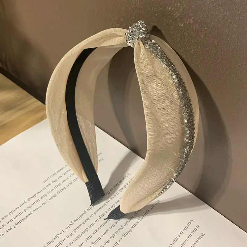 

Risyh Spring and summer net red small fragrant wind hair ornament ins versatile Rhinestone hair hoop pure color fresh knot head