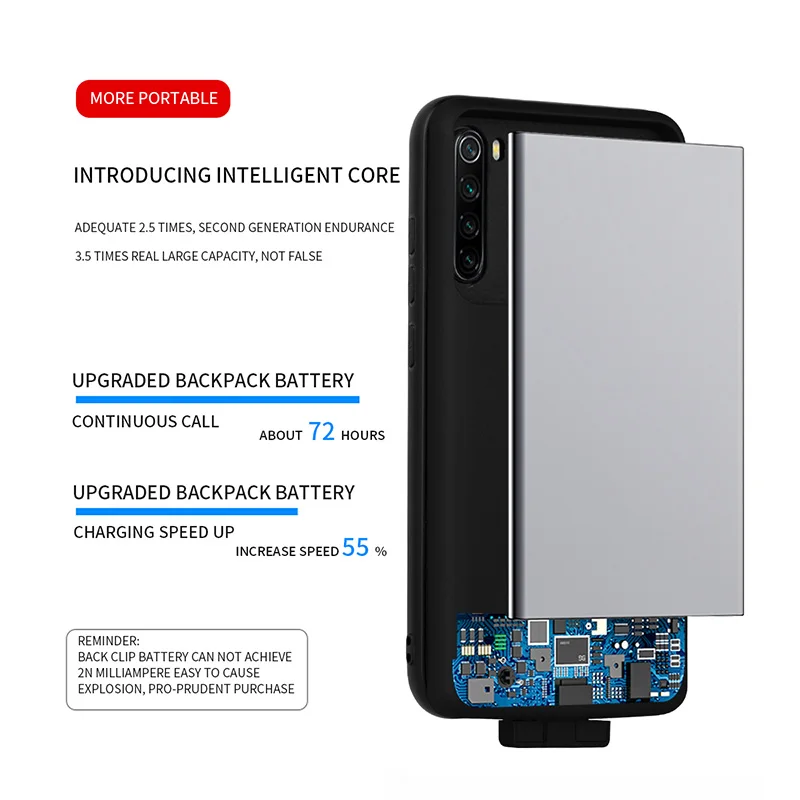 Чехол с зарядным устройством на 5000 мА · ч для Xiaomi Redmi Note 8 Pro чехлы внешним