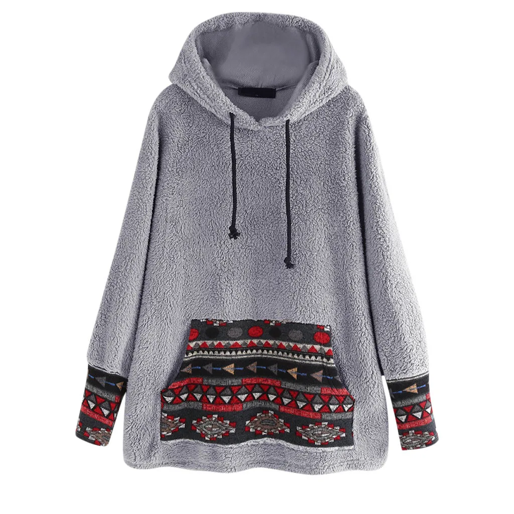 Женская обувь в этническом стиле с рисунком из кусков толстовки флиса капюшоном