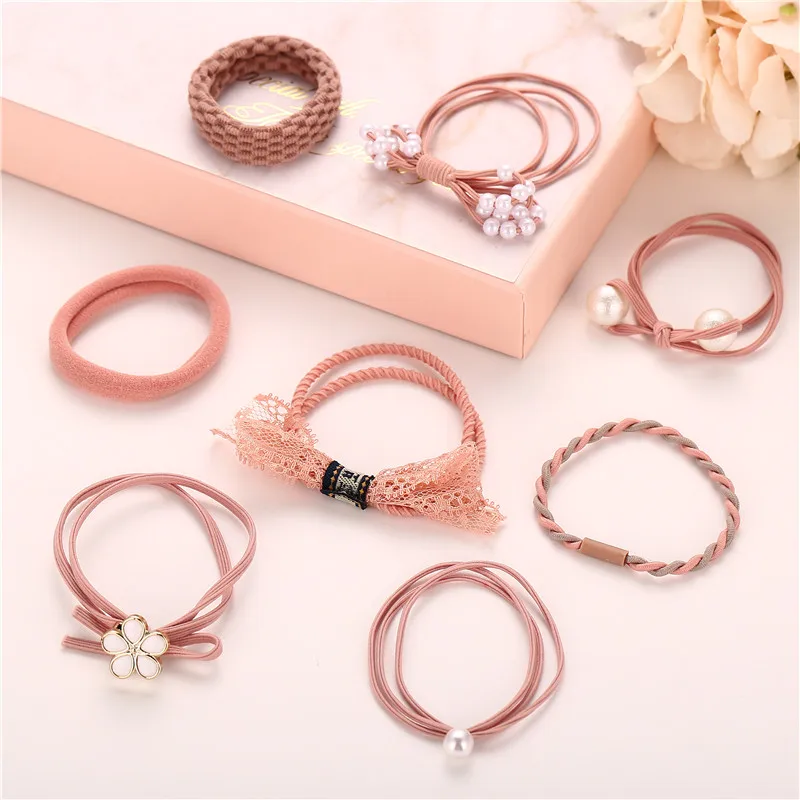 10/8/6/3 с цветами и жемчугом резиновые резинки для волос женщин девушек рисунком